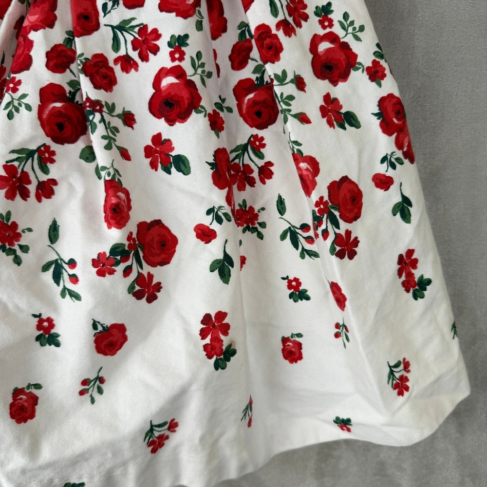 Janie and Jack Girls Red Rose Floral Dress Velvet Bow White Holiday Party Size 4 - Picture 3 of 7